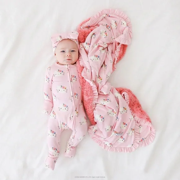 Posh Peanut Pastel Pink Hello Kitty Luxette Ruffled Minky - Picture 5 of 6